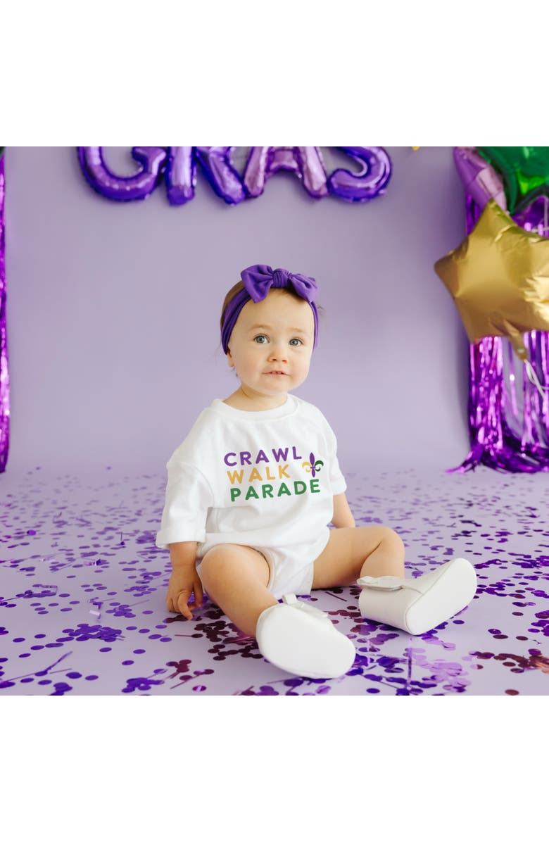 Sweet Wink Crawl Walk Parade Mardi Gras Short Sleeve Romper, Alternate, color, White