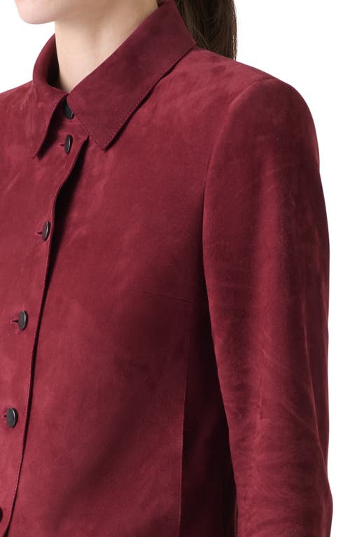 Akris Punto Goatskin Suede Jacket In Burgundy