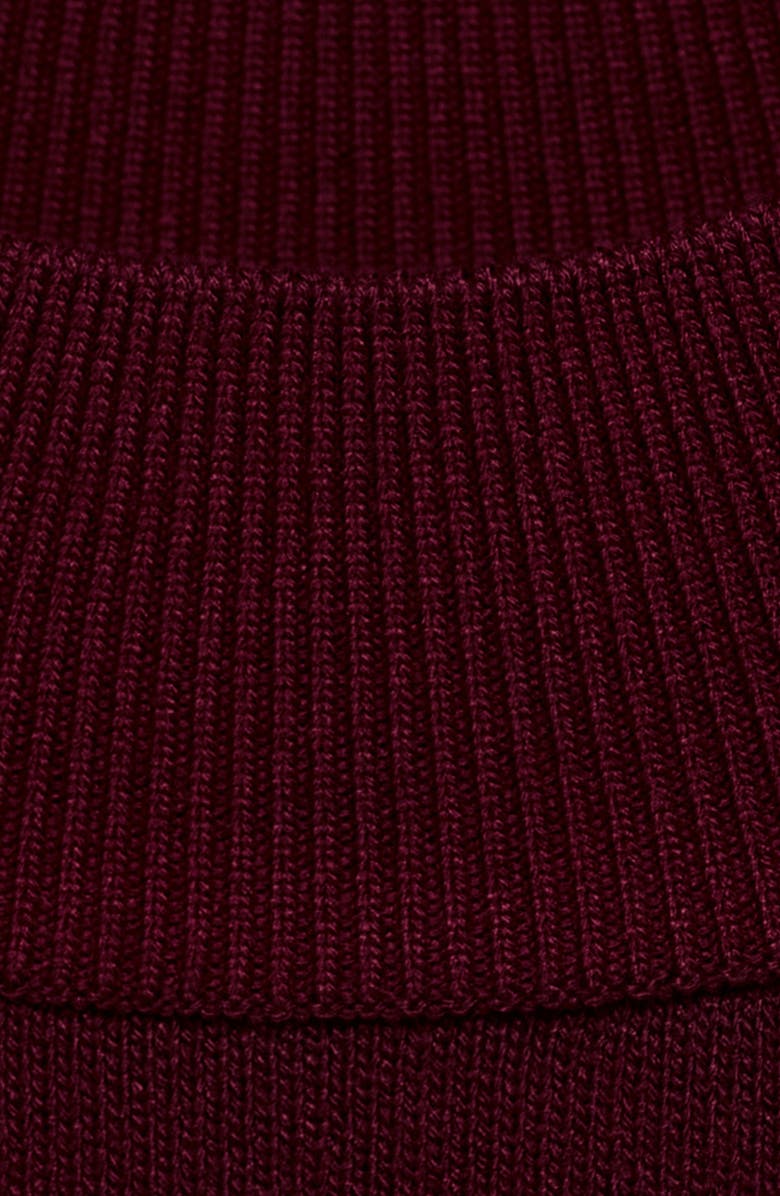 MANGO Perkins Mock Neck Short Sleeve Sweater, Alternate, color, Maroon