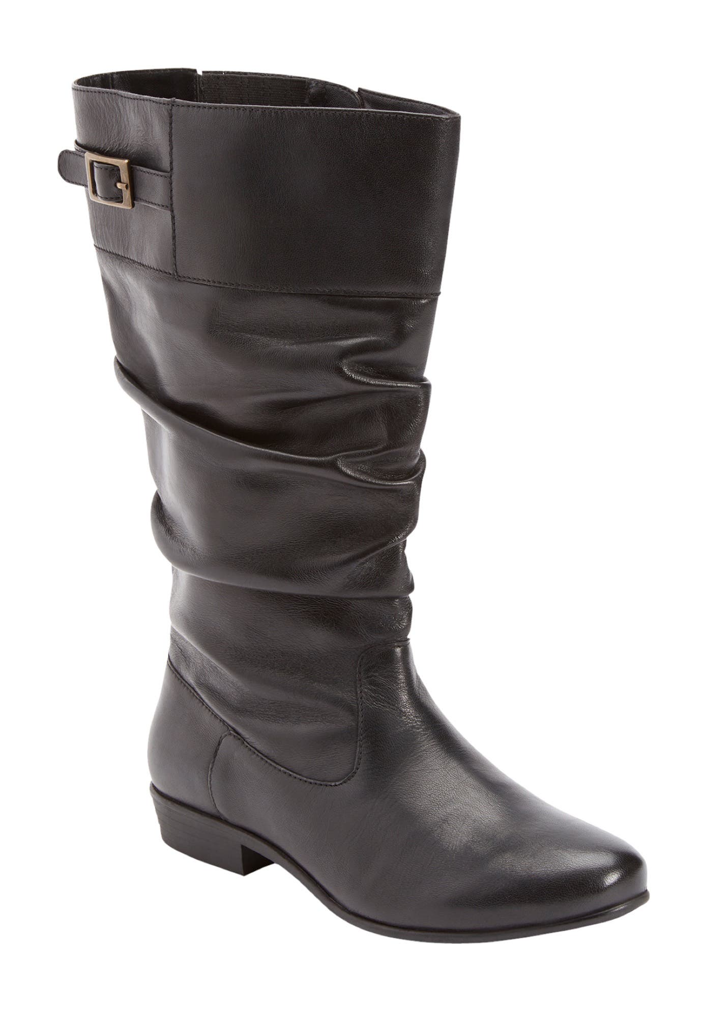 Comfortview The Monica Wide Calf Leather Boot, Main, color, Black