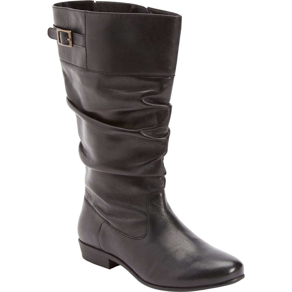 Comfortview The Monica Wide Calf Leather Boot In Black