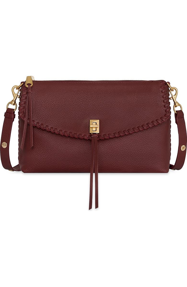 Rebecca Minkoff Darren Top Zip Leather Shoulder Bag, Main, color, Oxblood
