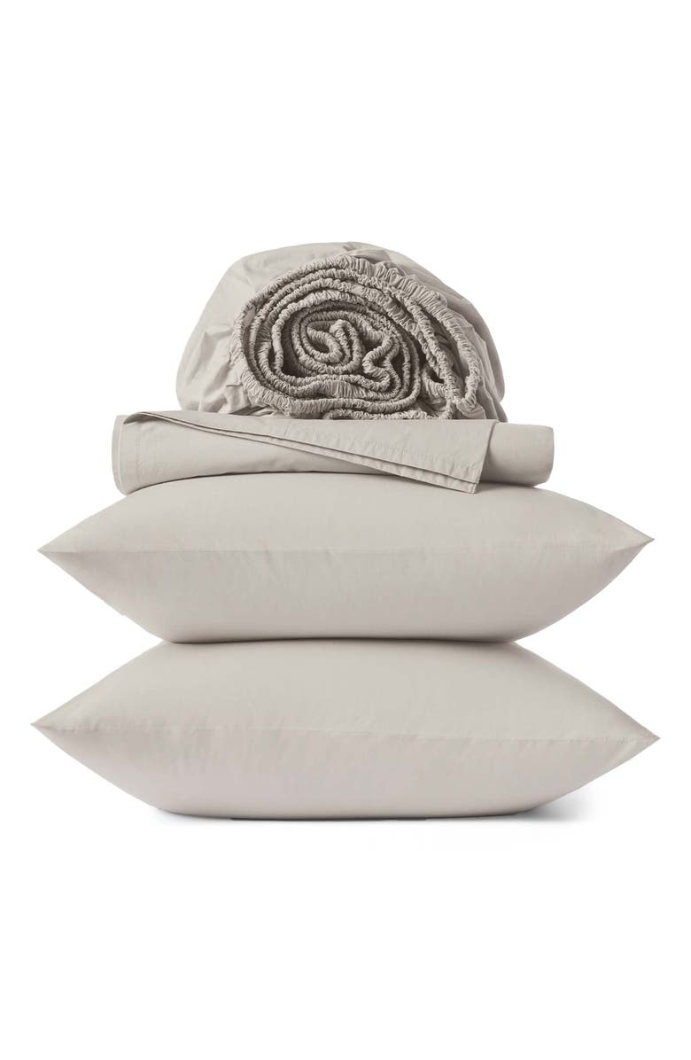 Coyuchi 300 Thread Count Organic Cotton Percale Sheet Set, Main, color, Stone