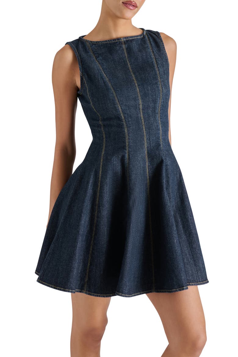 Nili Denim Fit & Flare Minidress, Alternate, color, WASHED DENIM