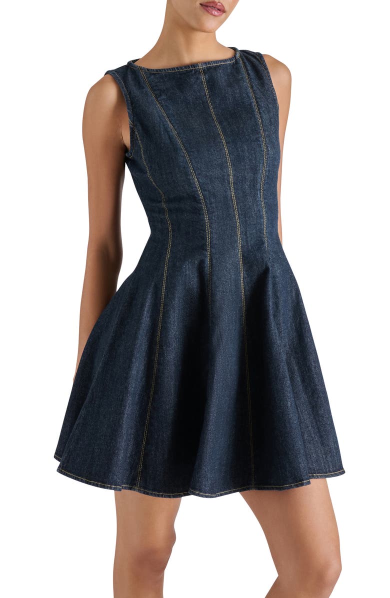 Steve Madden Nili Denim Fit & Flare Minidress, Alternate, color, Washed Denim