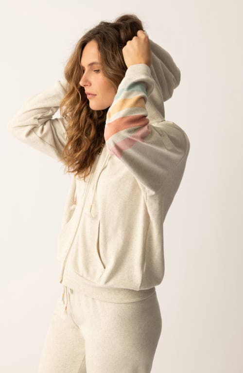 Pj Salvage Sunshine Mind Zip Front Hoodie In Light Oatmeal