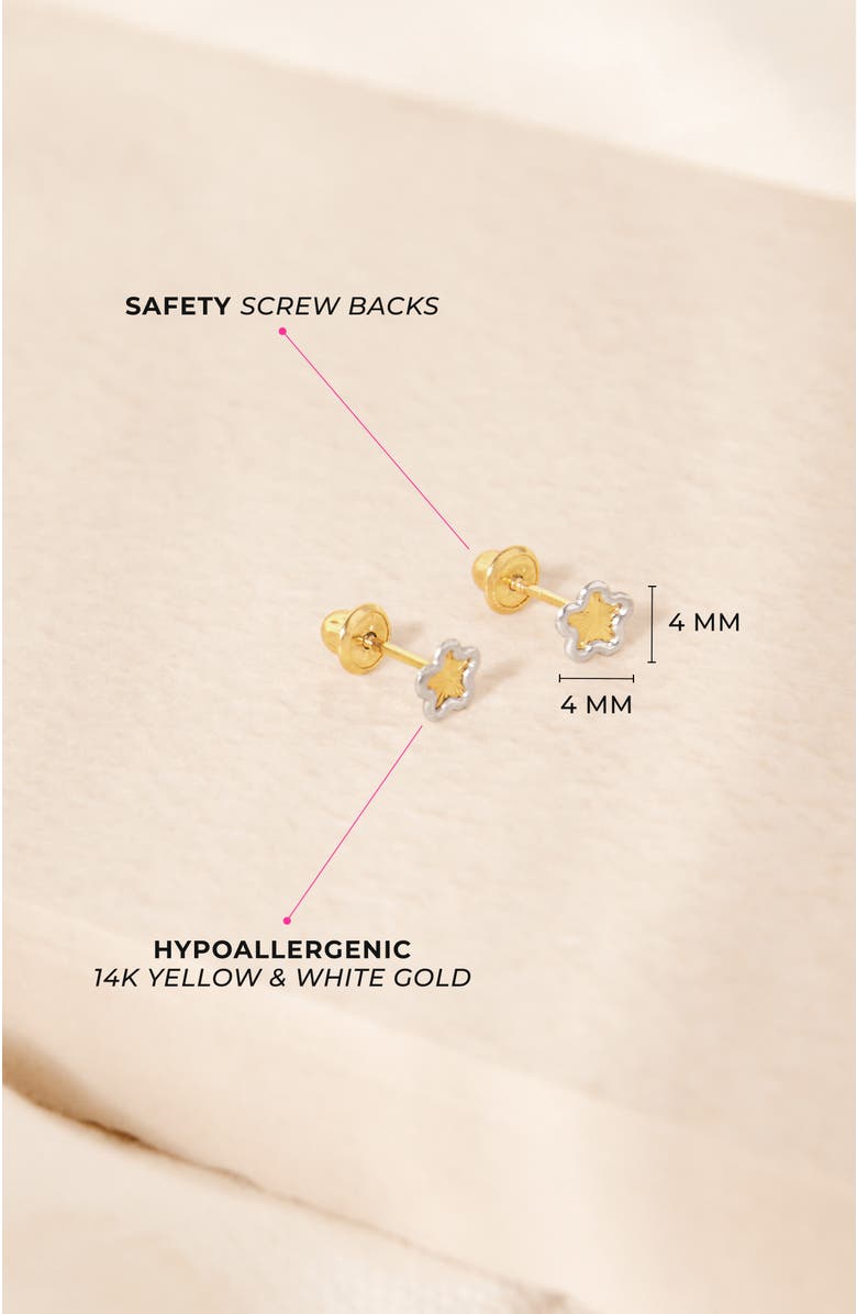 In Season Jewelry 14k Two Tone Flower Earrings, Alternate, color, Gold