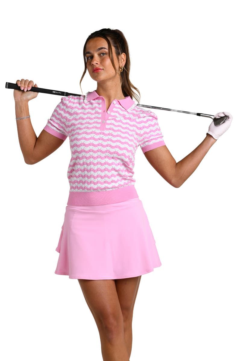 PALM & PADDLE BY LA BLANCA Wavy Pointelle Polo, Alternate, color, 