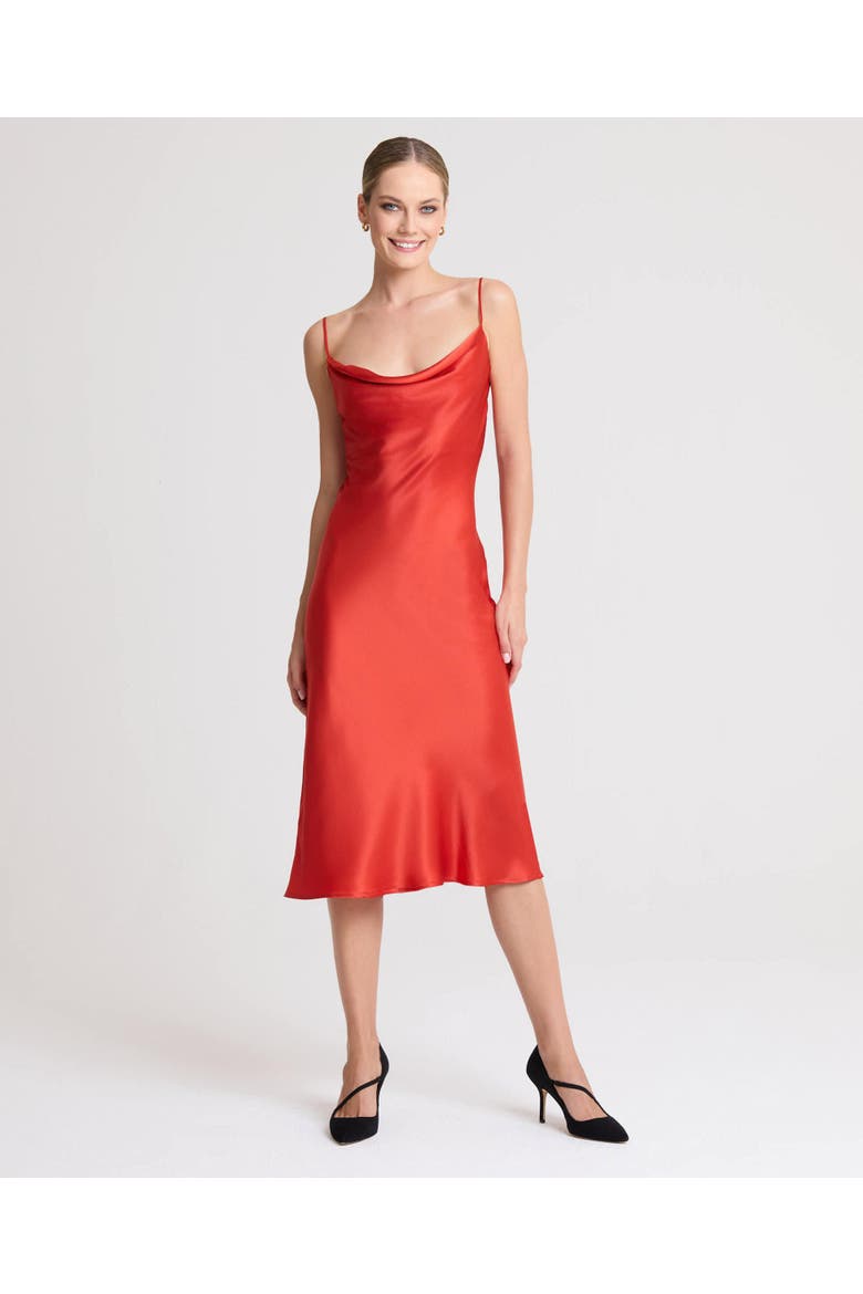 Beatrice Silk Satin Bias Cut Slip Dress, Main, color, Red
