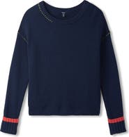 Hatley Contrast Stitch Waffle Knit Cotton Blend Sweater