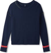 Hatley Contrast Stitch Waffle Knit Cotton Blend Sweater