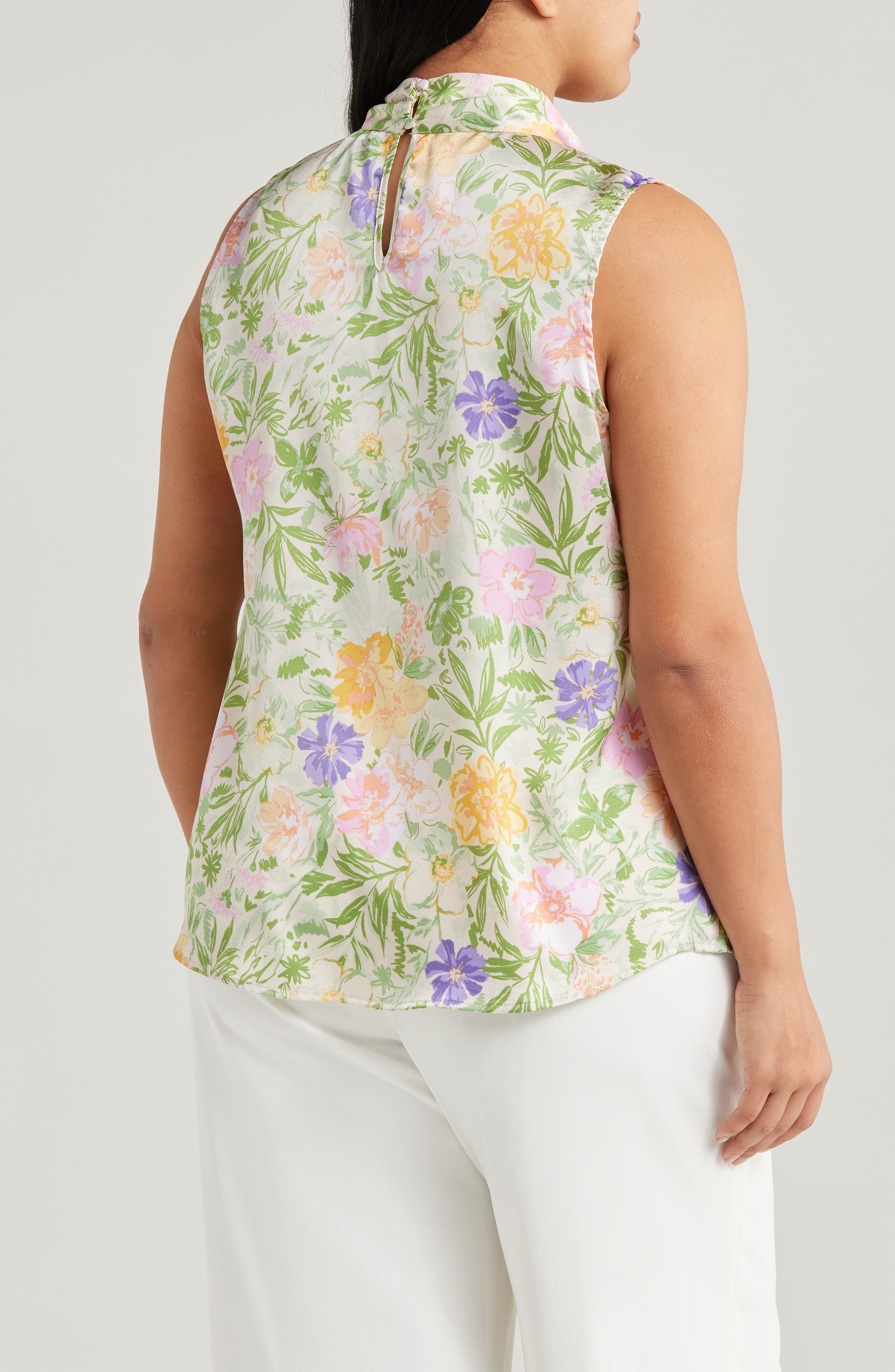Floral Bow Neck Sleeveless Top - image 2