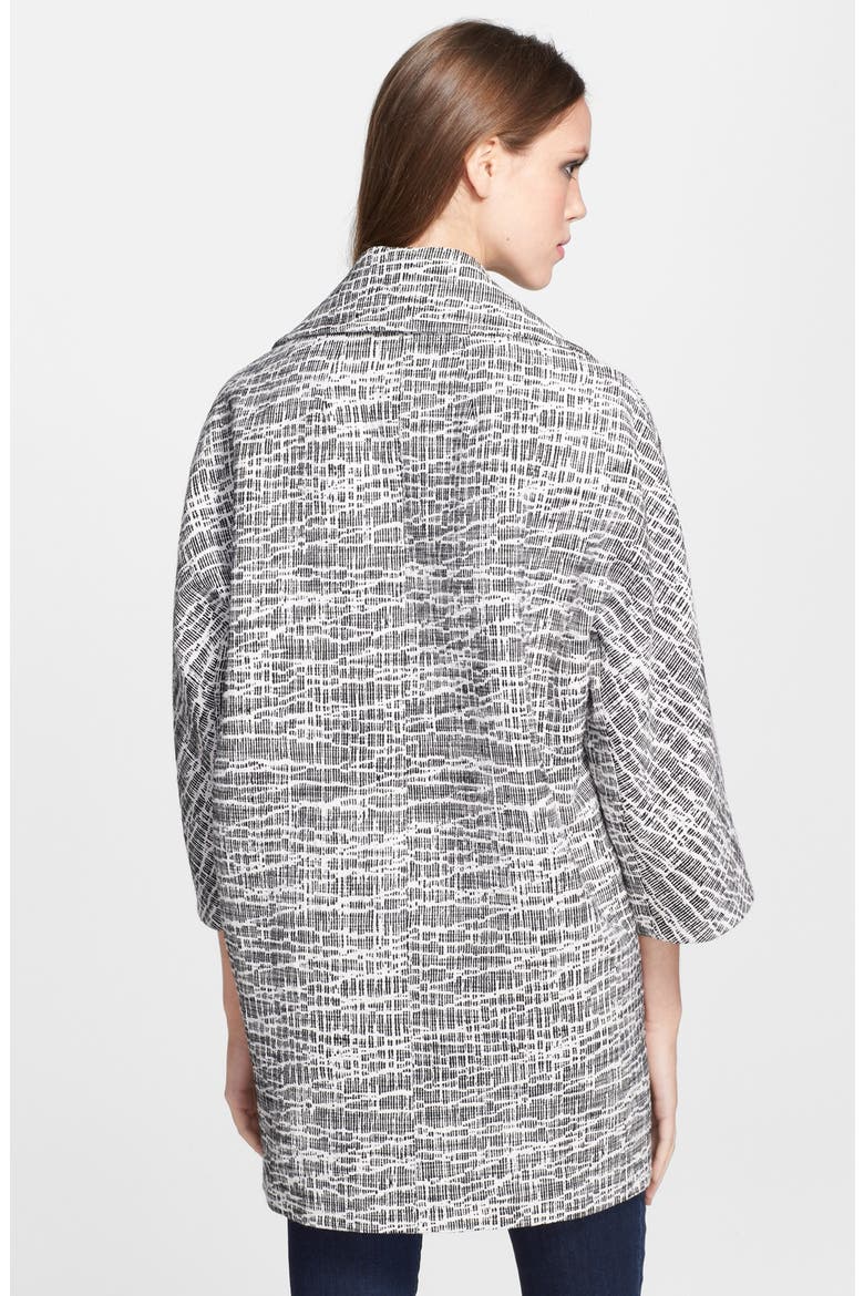 Ikat Jacquard Double Breasted Coat, Alternate, color, BLACK/ WHITE