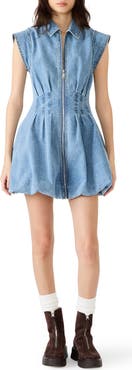 Steve Madden Dyanne Pleated Bubble Hem Denim Minidress