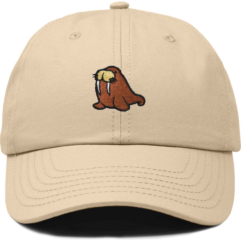 Dalix Walrus Embroidered Outdoor Cap In Khaki