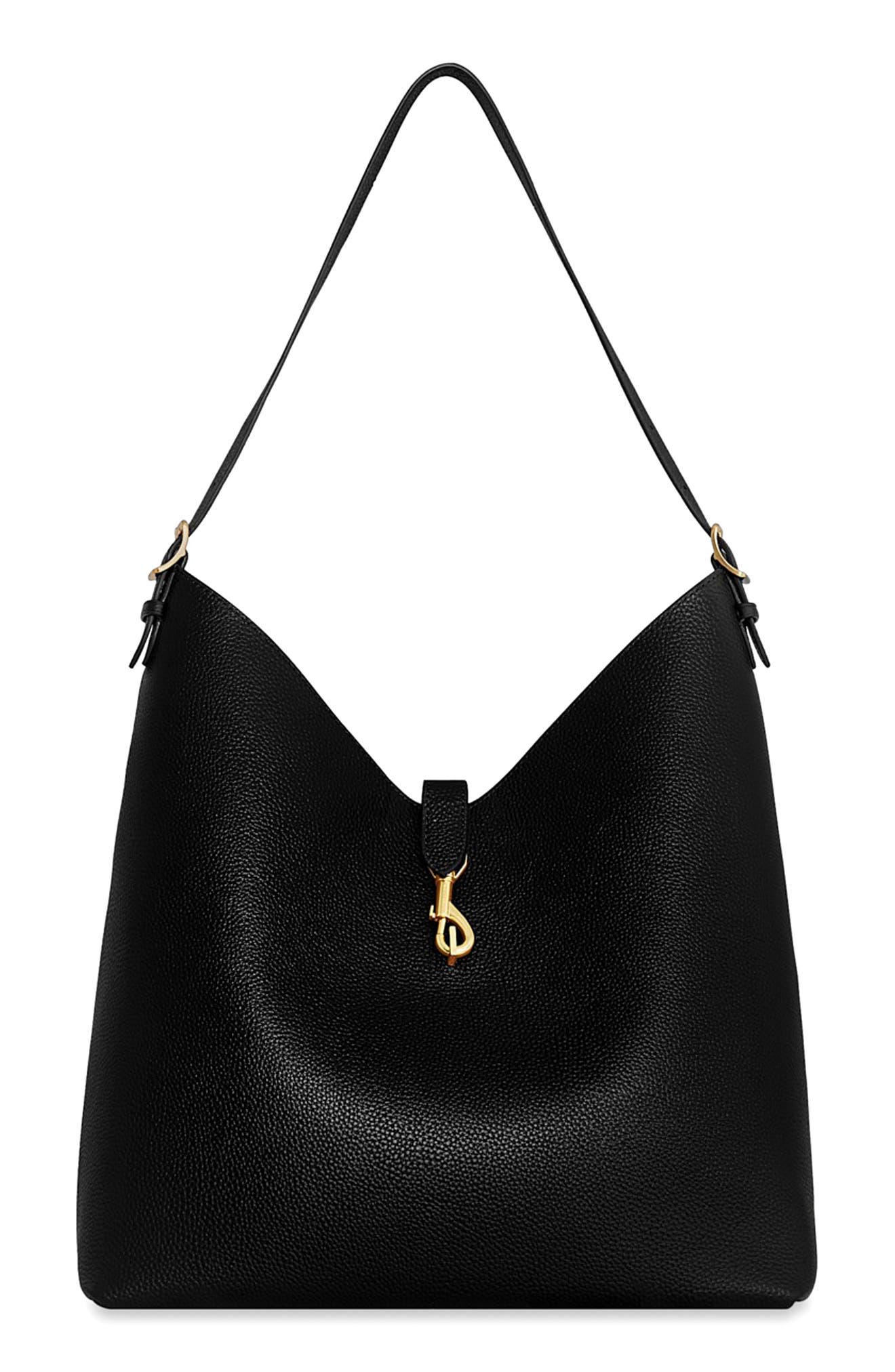 Rebecca Minkoff Megan Leather Hobo Bag, Main, color, Black