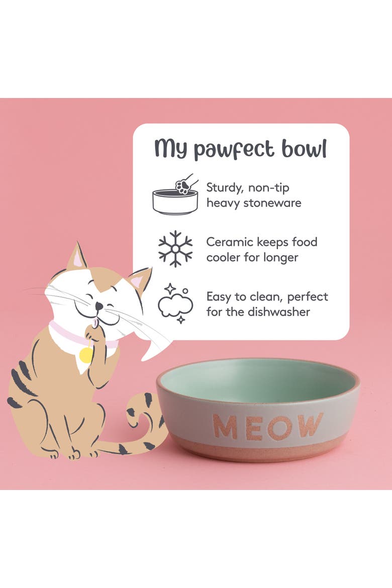 Meow Cat Bowl, 5.1 Inches, 10.1oz, Food & Water Dish, Alternate, color, Multicolored