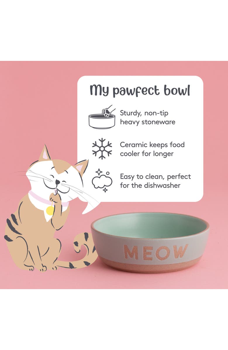 MASON CASH Meow Cat Bowl, 5.1 Inches, 10.1oz, Food & Water Dish, Alternate, color, 