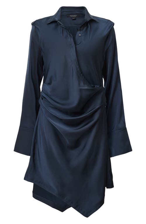 Allsaints Tira Long Sleeve Mini Shirtdress In Blue