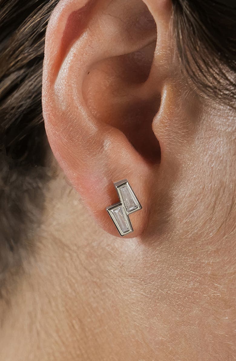 Sterling Forever Colsie Baguette Cubic Zirconia Stud Earrings, Alternate, color,