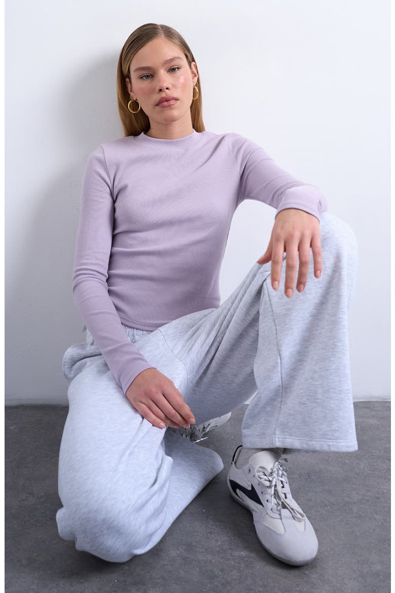 Long Sleeve Curve Hem Top, Alternate, color, LILAC