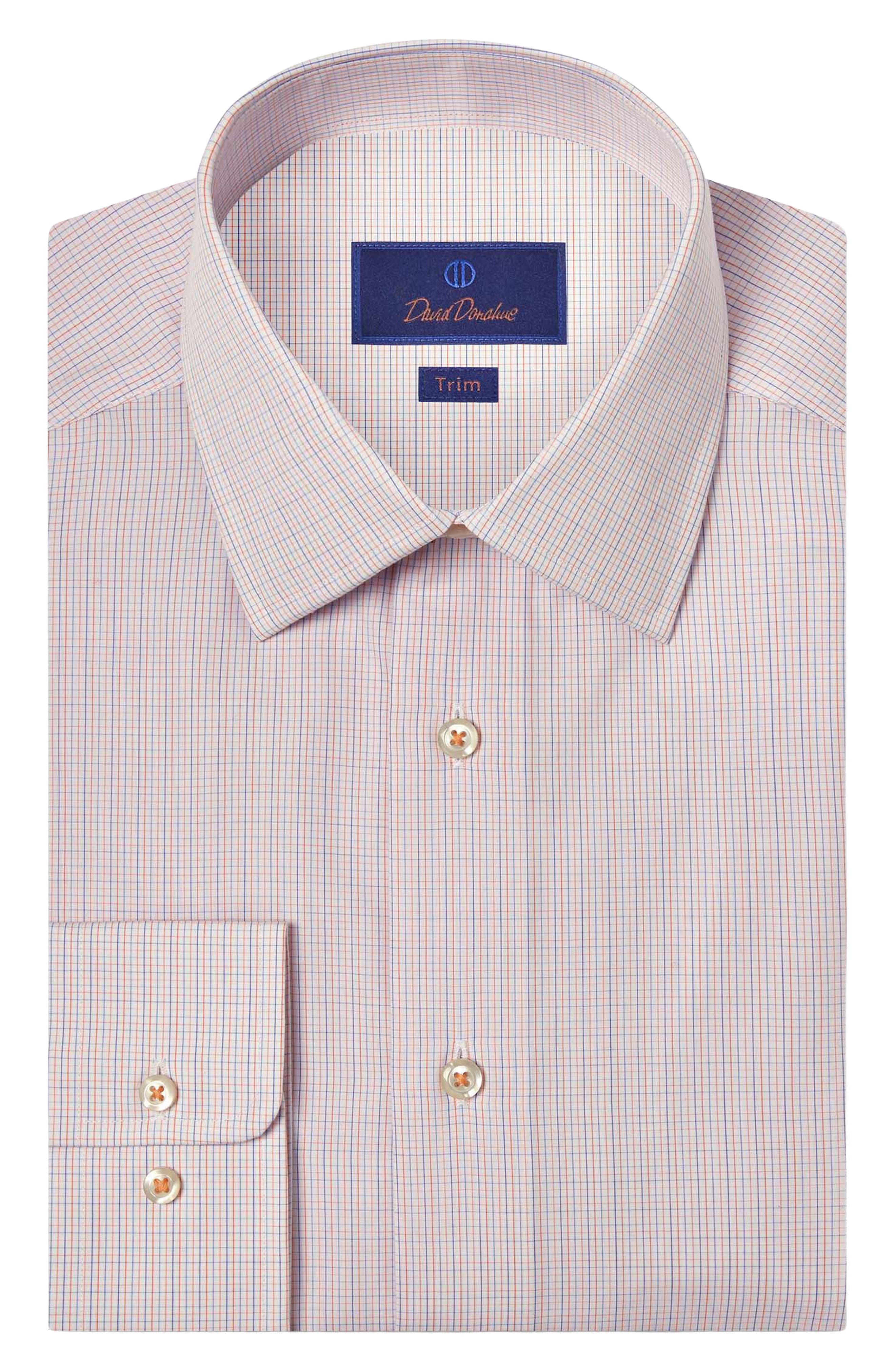 Trim Fit Check Cotton Dress Shirt - image 1