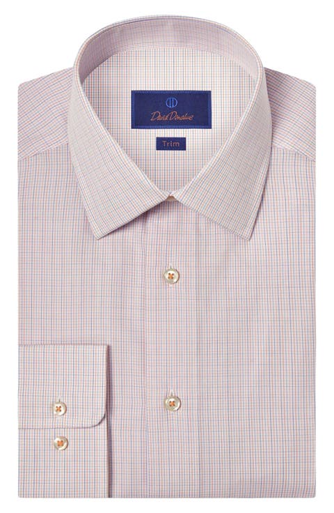 Trim Fit Check Cotton Dress Shirt