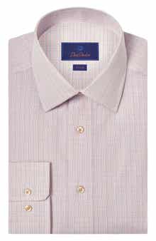David Donahue Trim Fit Check Cotton Dress Shirt