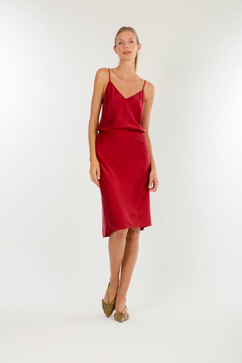 Lainey Midi Skirt, Main, color, Orange Red
