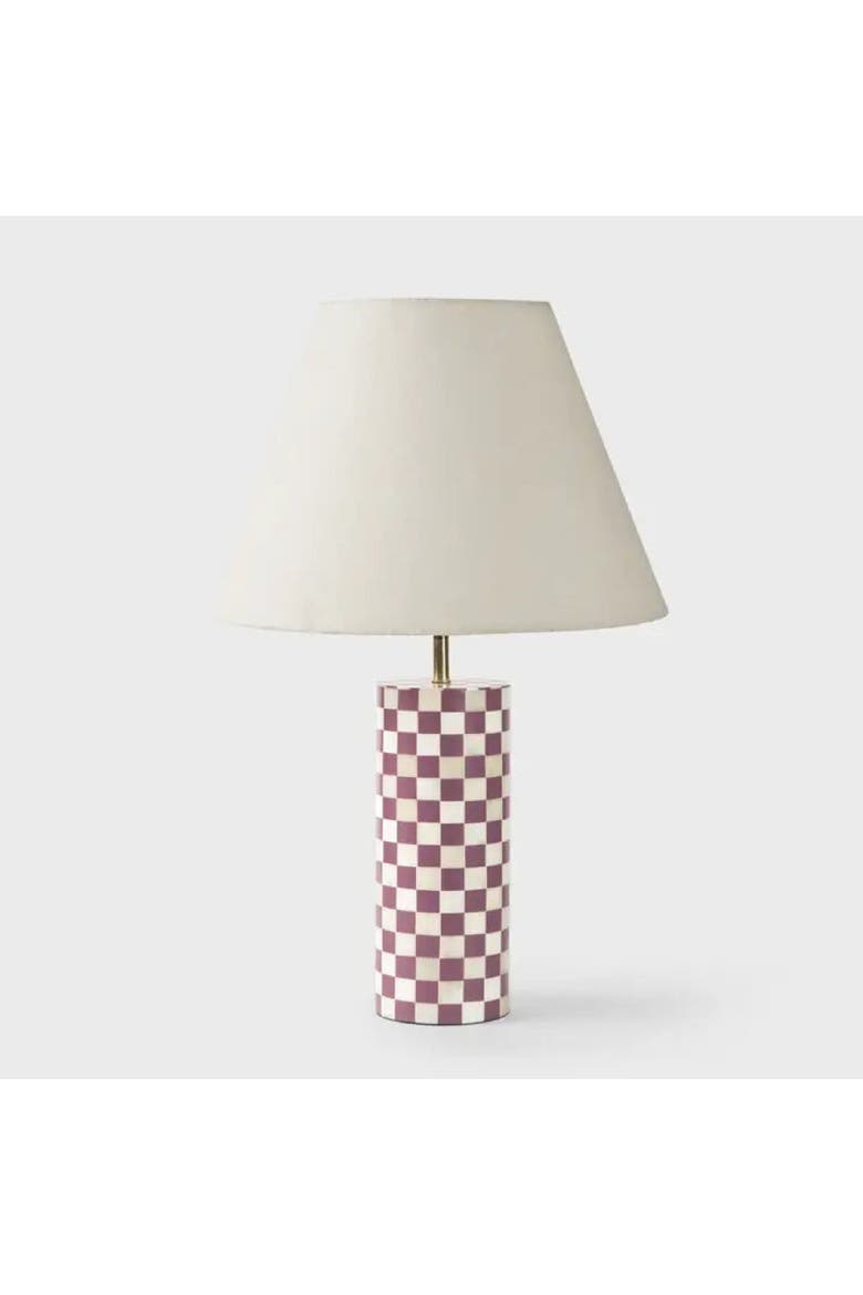 Checkered Bone Inlay Table Lamp Base, Alternate, color, Lavender