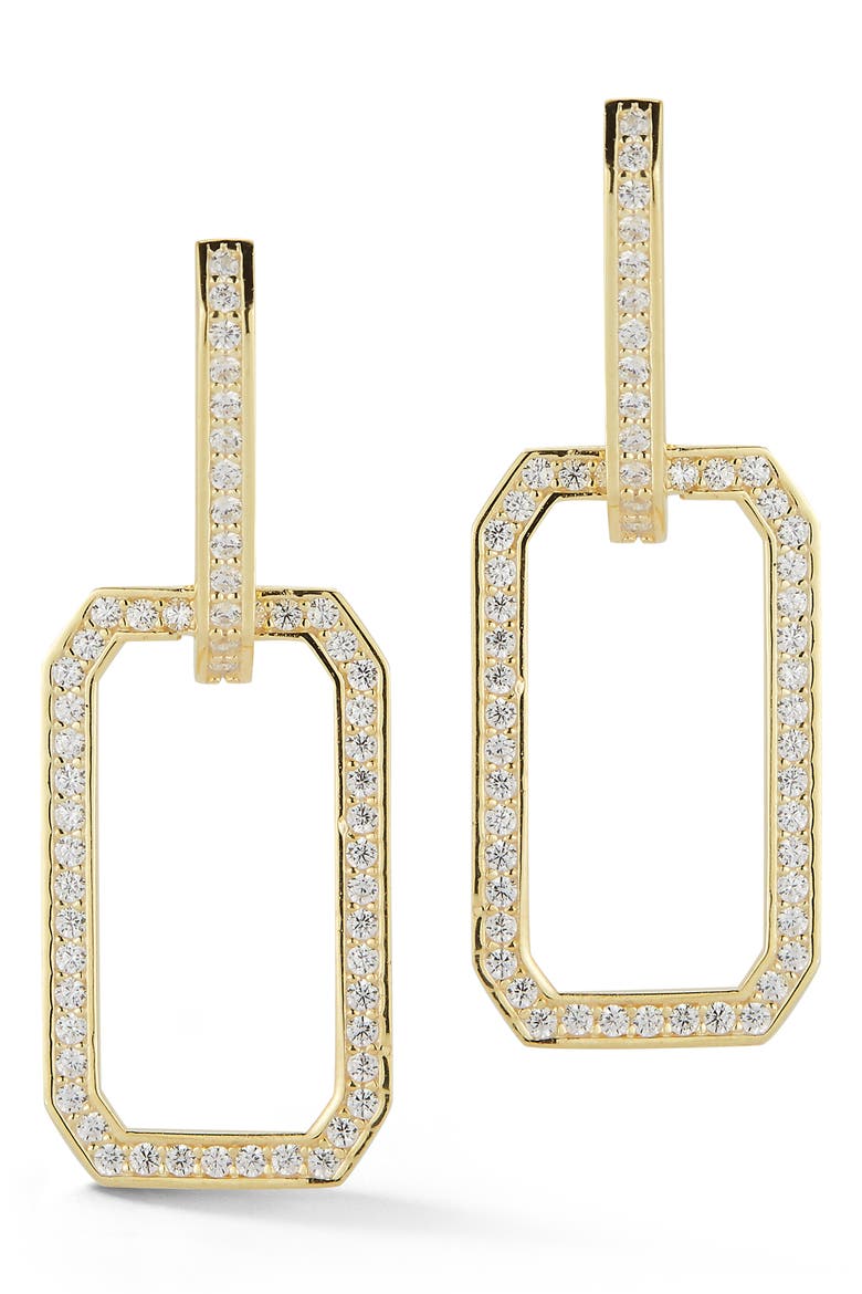 14K Gold Plate Cubic Zirconia Link Drop Earrings, Main, color, GOLD