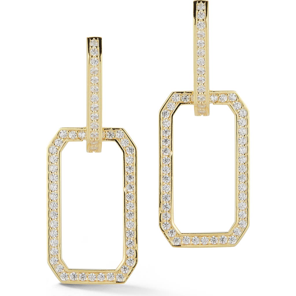 Chloe & Madison Chloe And Madison 14k Gold Plate Cubic Zirconia Link Drop Earrings In Gold