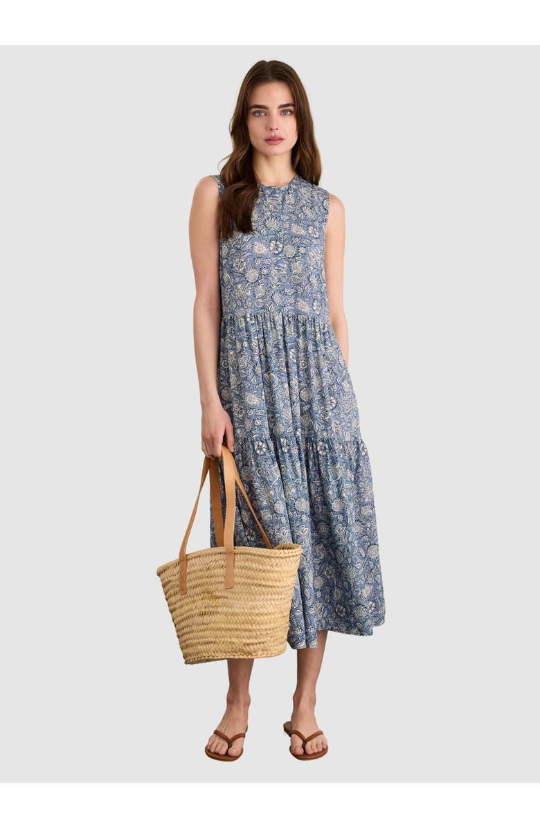 Baukjen Annmarie Sleeveless Printed Dress, Main, color, Denim Woodblock Print