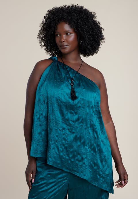 Asymmetric Bubble Crop Top (Plus)