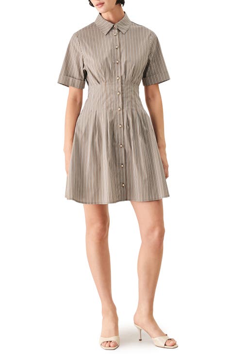 Pleated Mini Shirtdress