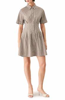 Pleated Mini Shirtdress