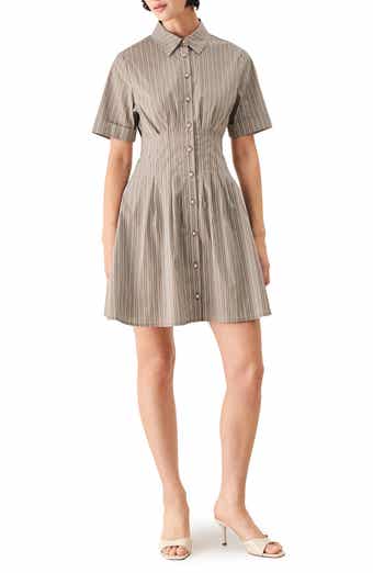 Pleated Mini Shirtdress