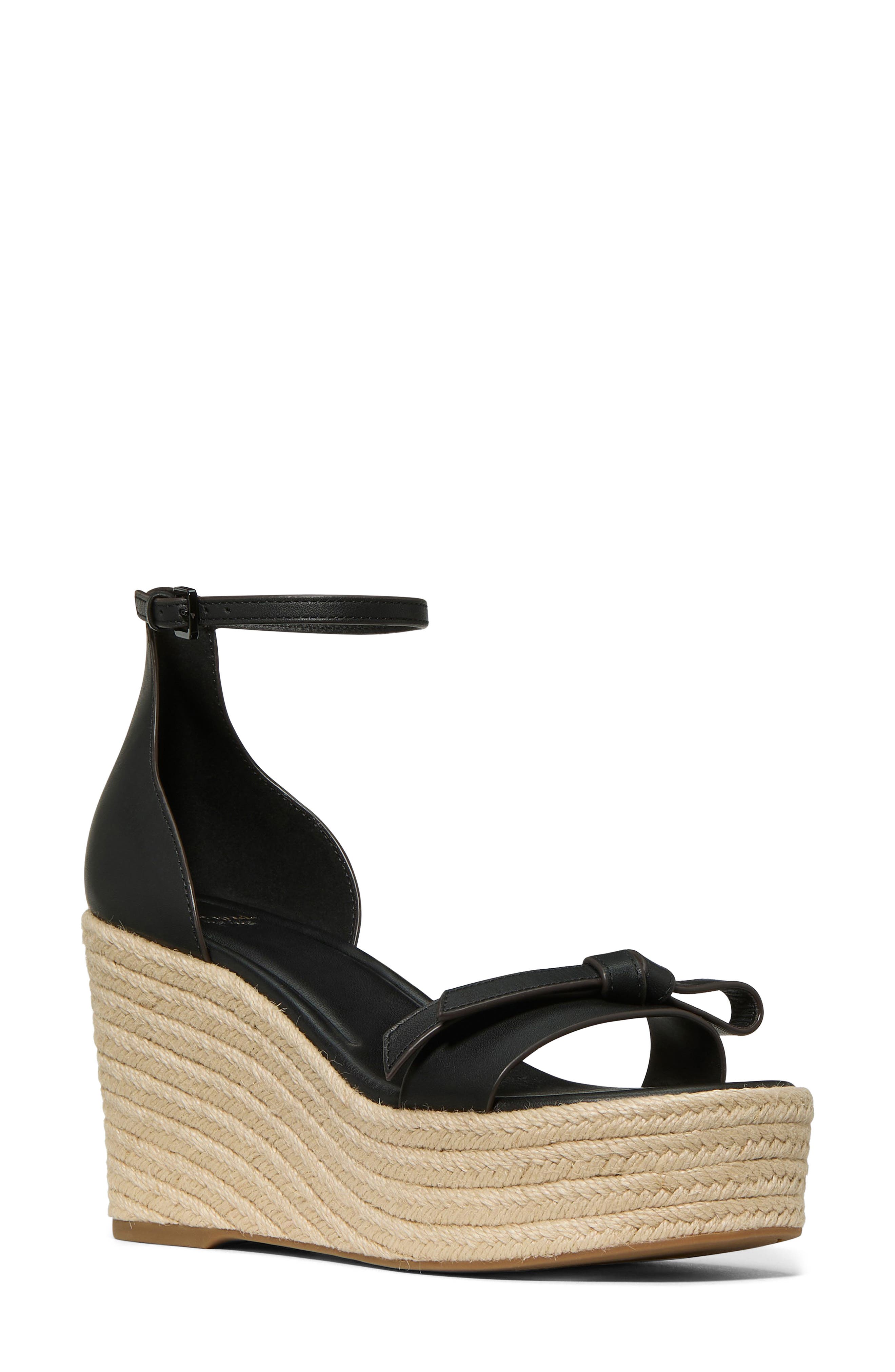 Kate Spade New York loop espadrille ankle strap platform wedge sandal, Main, color, Black