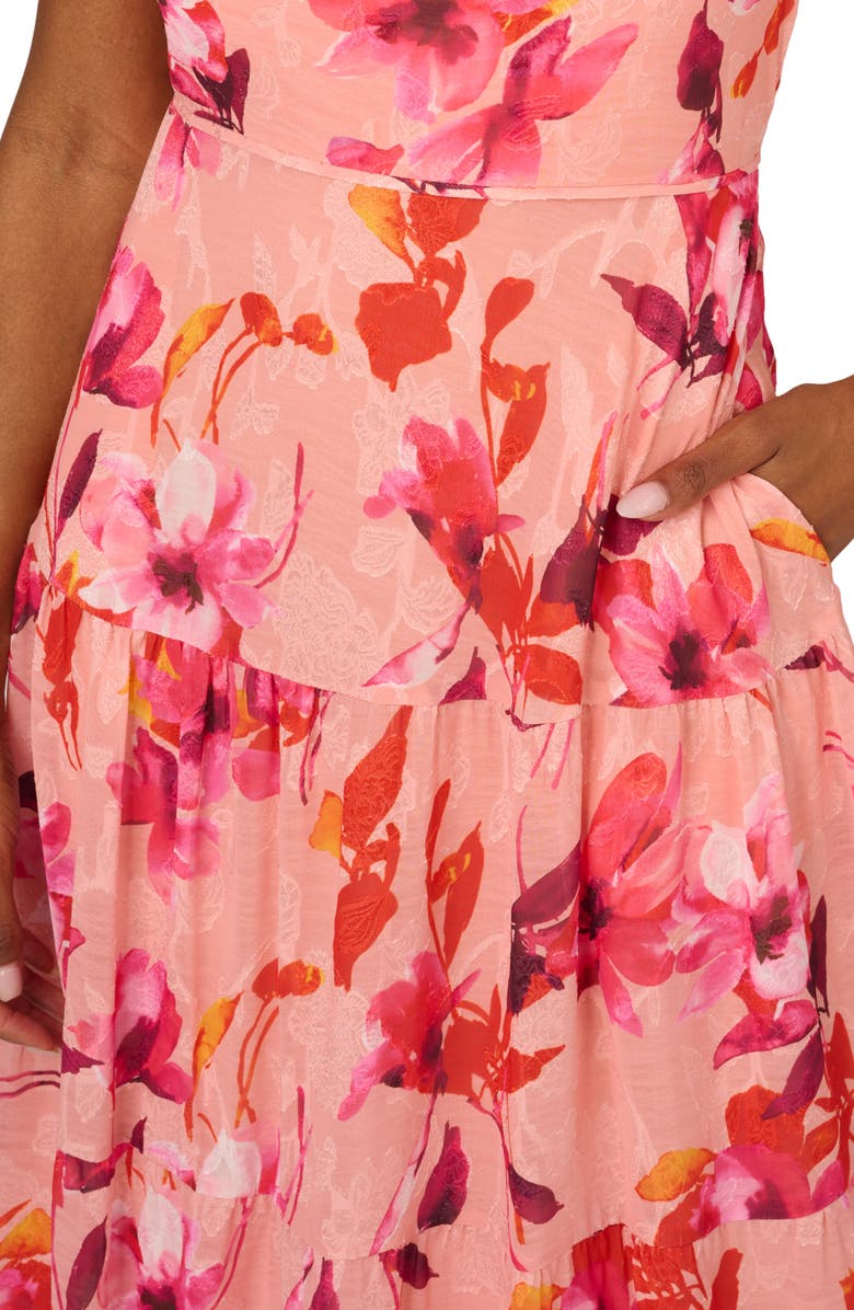 Adrianna Papell Floral Tiered Midi Dress, Alternate, color,