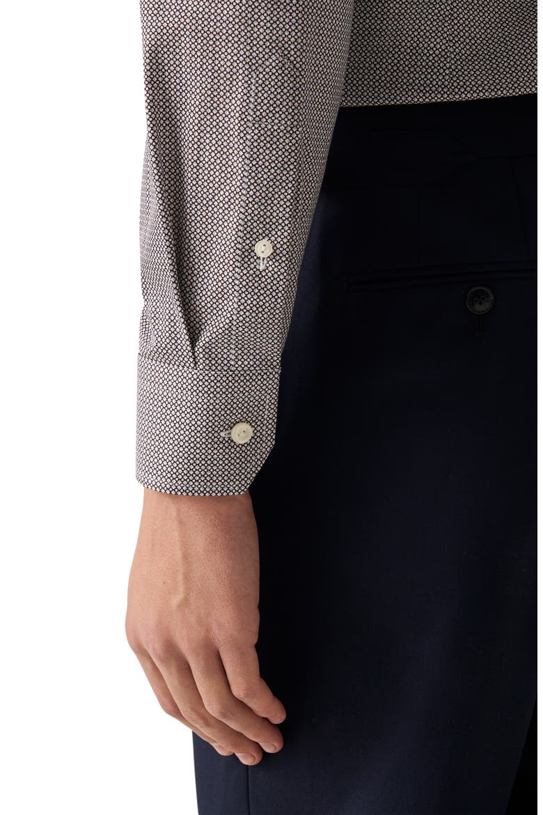 Slim Fit Microprint Signature Cotton Twill Dress Shirt, Alternate, color, MEDIUM RED