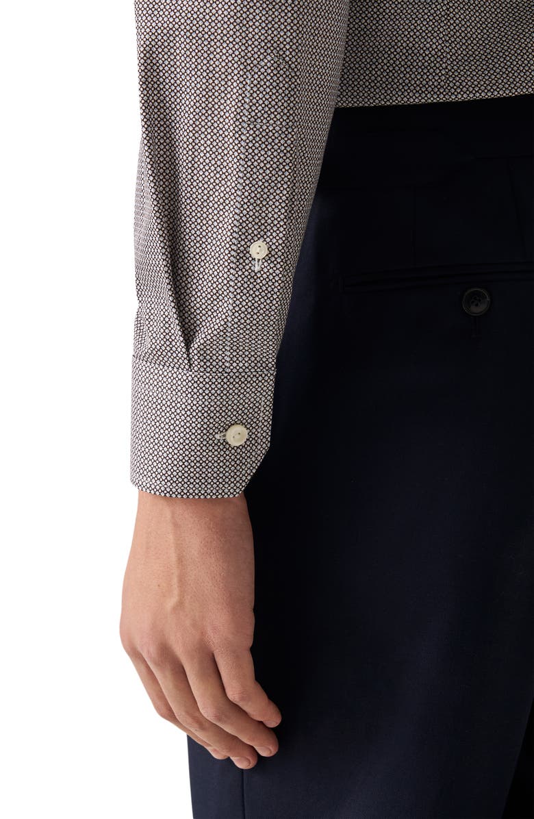 Eton Slim Fit Microprint Signature Cotton Twill Dress Shirt, Alternate, color, Medium Red