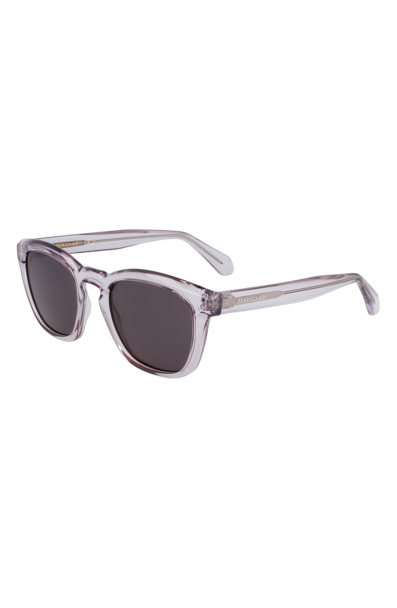 FERRAGAMO 50mm Modified Rectangular Sunglasses, Alternate, color, Transparent Grey
