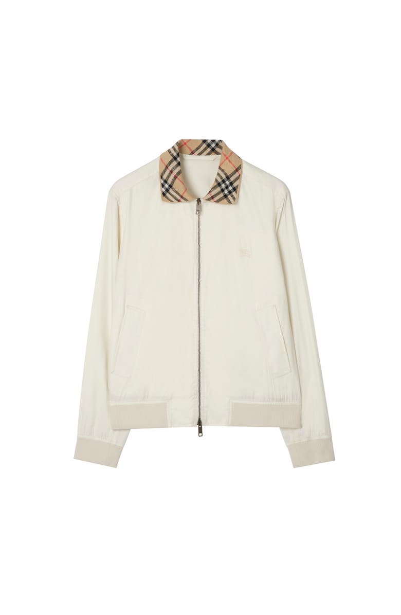 Burberry Gabardine Glenfields Harrington Jacket, Alternate, color, Tundra White