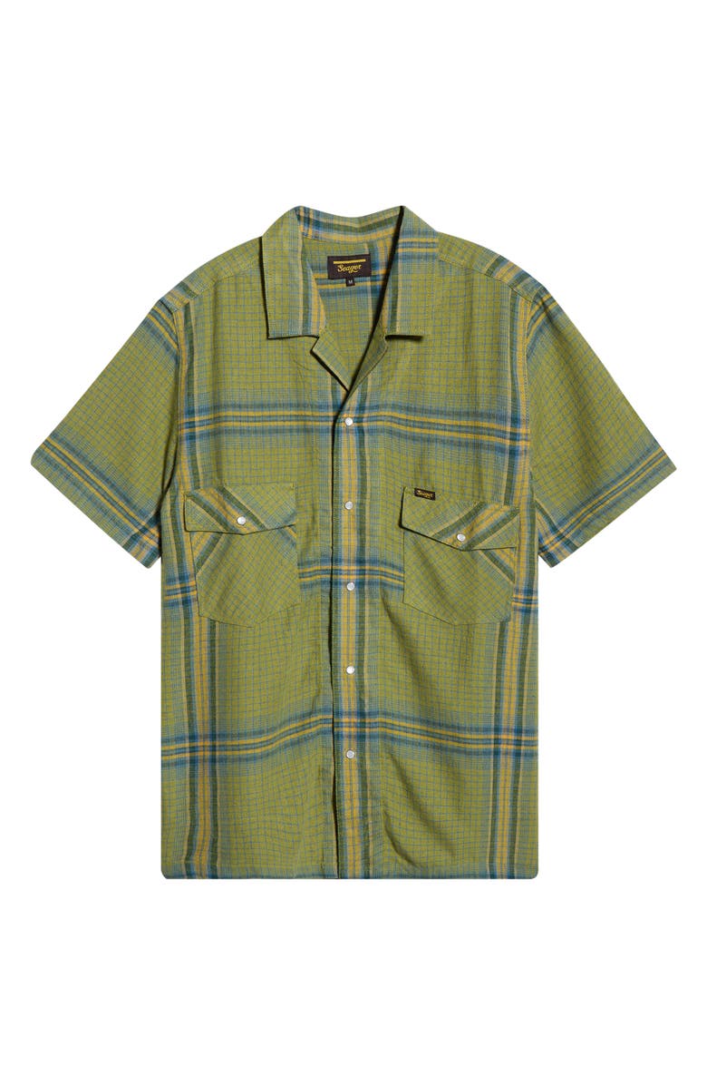 Seager Co Whippersnapper Short Sleeve Snap-Up Shirt, Alternate, color, Moss Grid Plaid