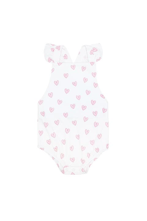 Pink Heart Print Ruffle Bubble - Baby