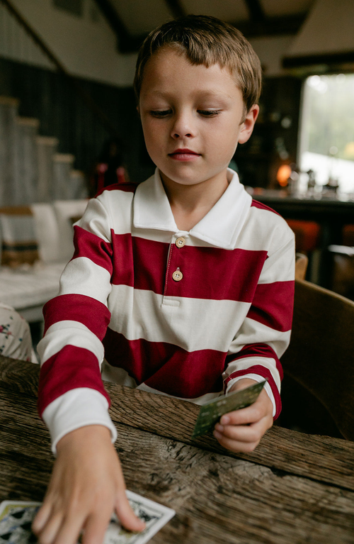 Little Paper Kids Reid Long Sleeve Polo In Multi