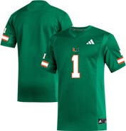 adidas Men's adidas #1 Green Miami Hurricanes Replica Football Jersey