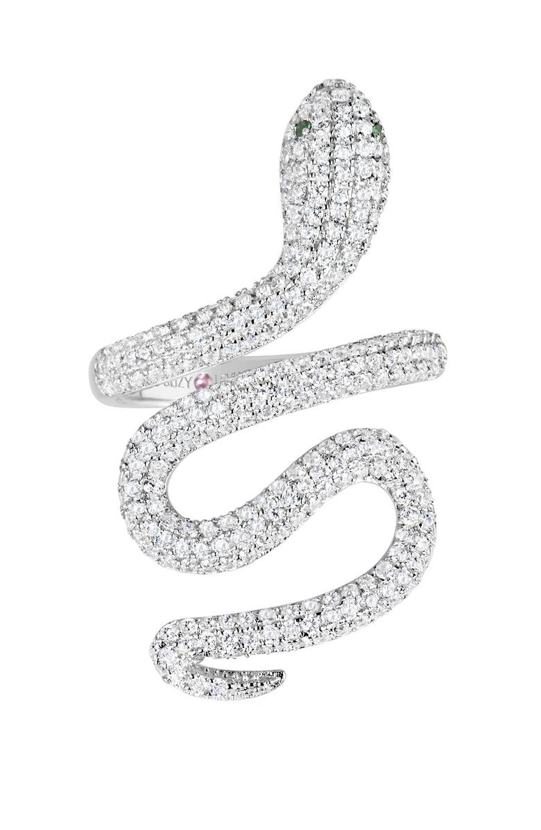 SUZY LEVIAN Sterling Silver CZ Wild Snake Ring, Main, color, 