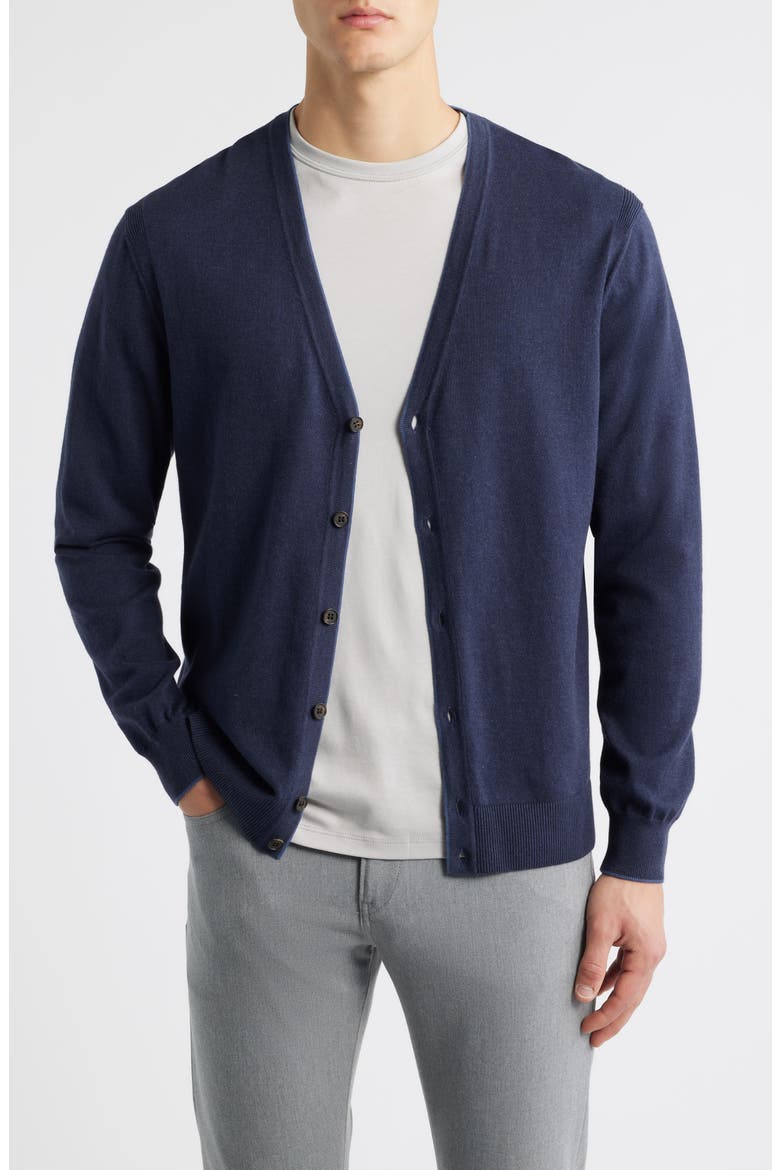 Charleston Cotton & Cashmere Cardigan, Main, color, NAVY