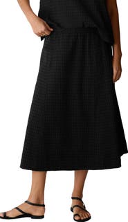 Eileen Fisher Box Weave Stretch Organic Cotton Midi Skirt